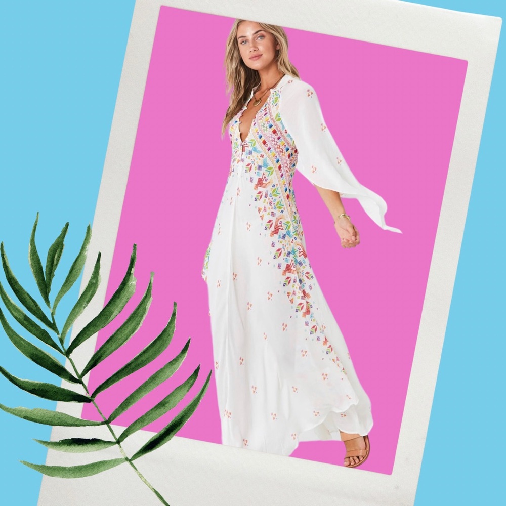 ✨ SALE ✨ Jens Pirate Booty Huichol Hyacinth Gown Free People Boho Maxi NWOT